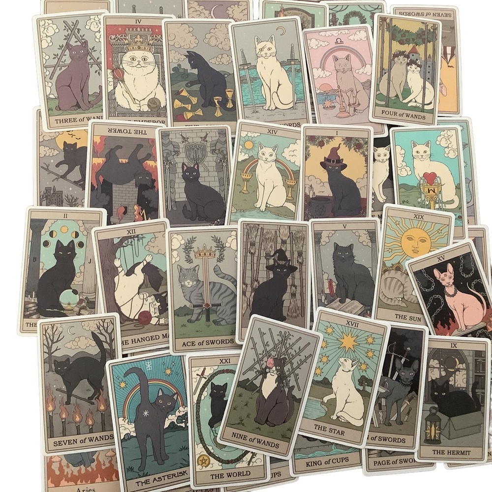 Random pick of 10 Cat Tarot Vinyl Stickers
